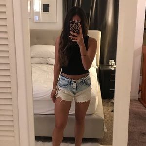 Two tone high wasted shorts